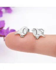 Bird Stud Earrings - 925 Sterling Silver Swarovski Crystals Jewelry