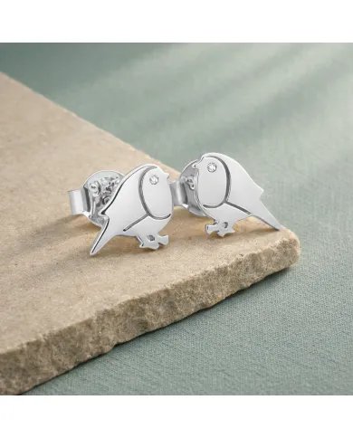Moissanite Bird Stud Earrings - 925 Sterling Silver Animal Jewelry