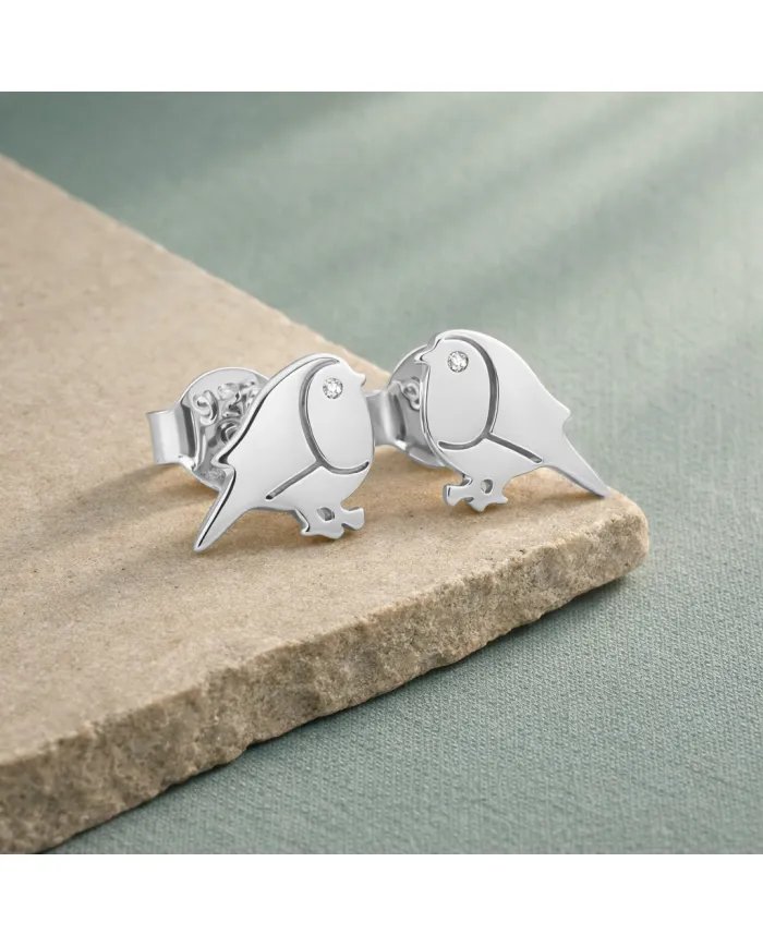 Moissanite Bird Stud Earrings - 925 Sterling Silver Animal Jewelry