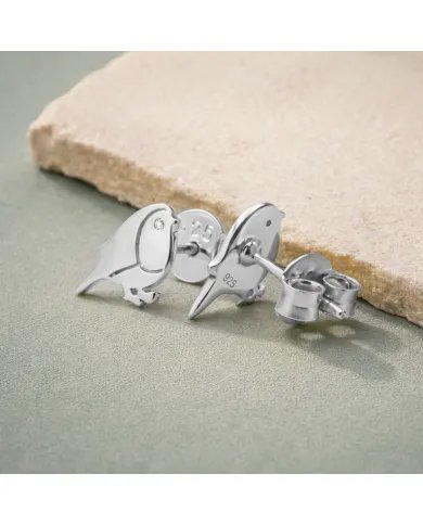 Moissanite Bird Stud Earrings - 925 Sterling Silver Animal Jewelry