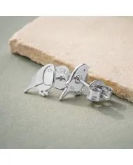 Bird Stud Earrings - 925 Sterling Silver Swarovski Crystals Jewelry