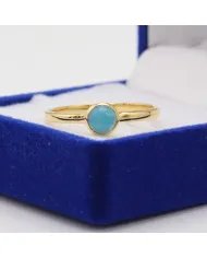 Ocean Beauty Larimar Ring - 925 Silver Gold Plated Minimalist Jewelry