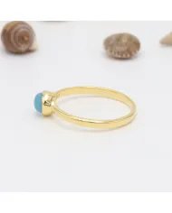 Ocean Beauty Larimar Ring - 925 Silver Gold Plated Minimalist Jewelry