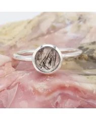 Tourmalinated Quartz Ring - 925 Sterling Silver Handmade Jewelry