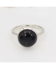 Natural Black Onyx Ring - 925 Sterling Silver Handmade Cabochon Jewelry