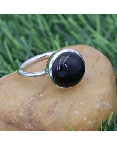 Natural Black Onyx Ring - 925 Sterling Silver Handmade Cabochon Jewelry