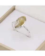 Rutilated Quartz Gemstone Ring - 925 Sterling Silver Handmade Jewelry