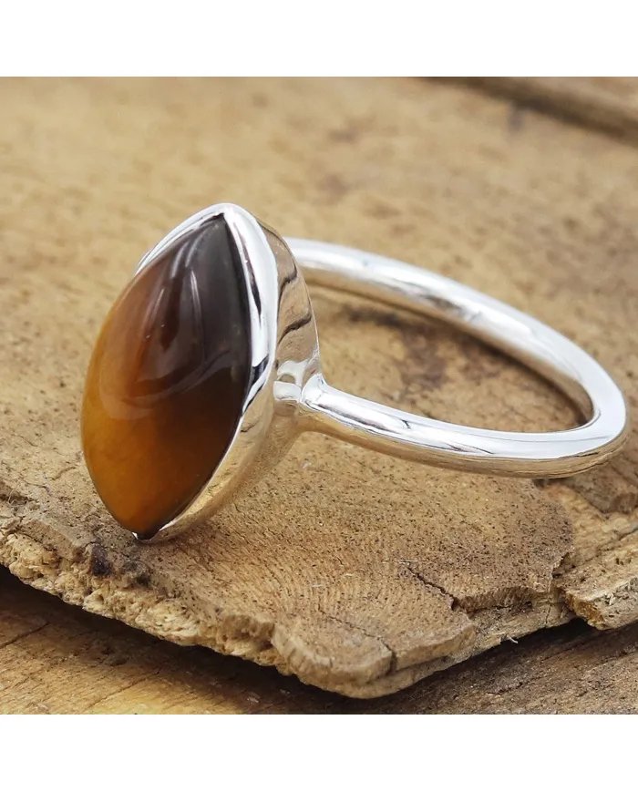 Tiger Eye Gemstone Ring - 925 Sterling Silver Handmade Gemstone Jewelry