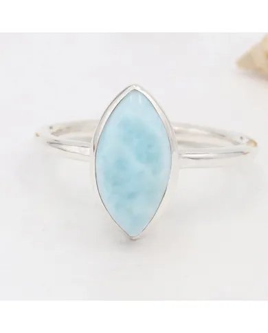 Larimar Gemstone Ring - 925 Sterling Silver Sea-Inspired Handmade Jewelry