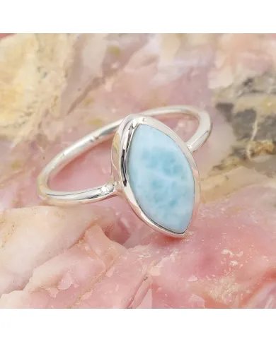 Larimar Gemstone Ring - 925 Sterling Silver Sea-Inspired Handmade Jewelry