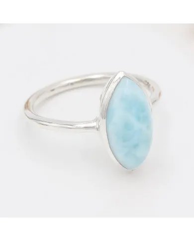 Larimar Gemstone Ring - 925 Sterling Silver Sea-Inspired Handmade Jewelry