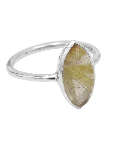 Rutilated Quartz Gemstone Ring - 925 Sterling Silver Handmade Jewelry