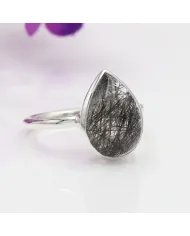 Tourmalinated Quartz Ring - 925 Sterling Silver Gemstone Jewelry