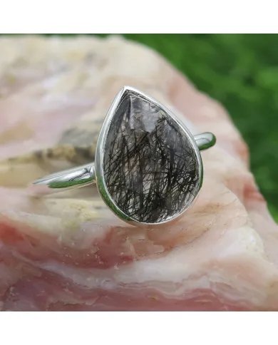 Tourmalinated Quartz Ring - 925 Sterling Silver Gemstone Jewelry