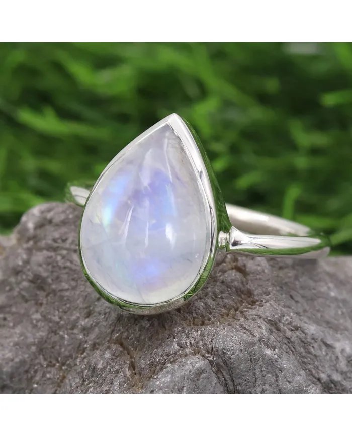 Rainbow Moonstone Ring - 925 Sterling Silver Handmade Gemstone jewelry