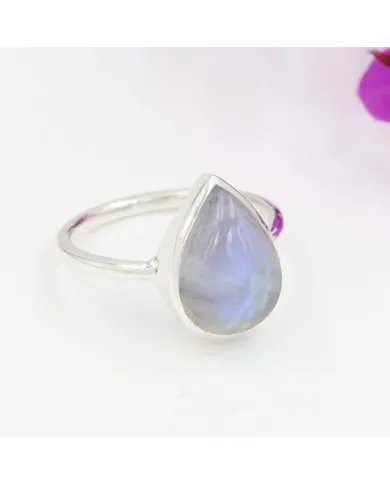 Rainbow Moonstone Ring - 925 Sterling Silver Handmade Gemstone jewelry