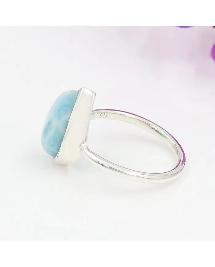 Genuine Larimar Gemstone 925 Sterling Silver Handmade Dainty Jewelry