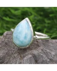 Genuine Larimar Gemstone 925 Sterling Silver Handmade Dainty Jewelry