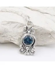 London Blue Topaz Pendant - 925 Sterling Silver Handcrafted Jewelry