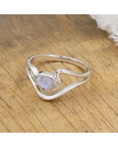 Rainbow Moonstone Ring - 925 Sterling Silver Handmade Gemstone Jewelry