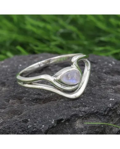 Rainbow Moonstone Ring - 925 Sterling Silver Handmade Gemstone Jewelry