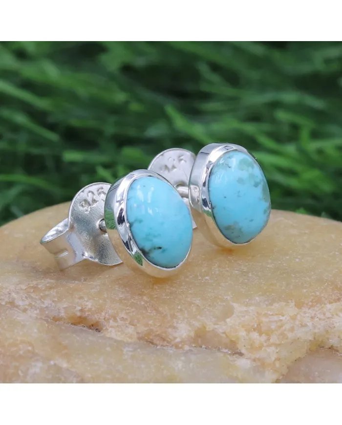 Arizona Turquoise Stud Earrings – Handmade 925 Sterling Silver Jewelry