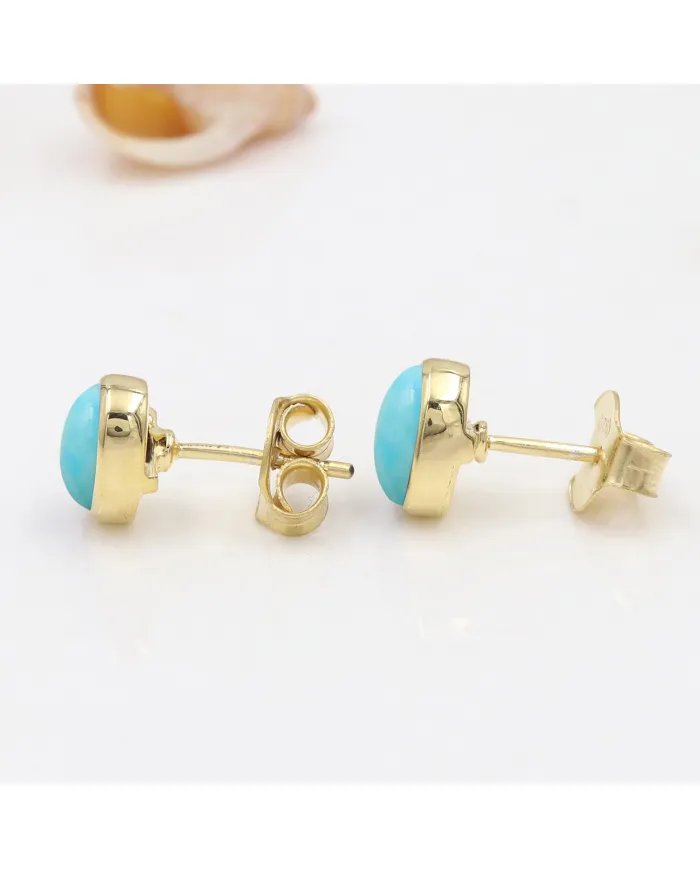 Arizona Turquoise Stud Earrings - Gold Plated 925 Silver Jewelry