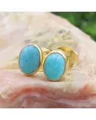 Arizona Turquoise Stud Earrings - Gold Plated 925 Silver Jewelry