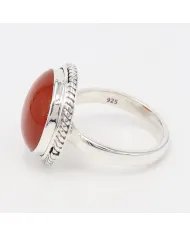 Natural Carnelian Ring in 925 Silver – Handmade Round Cabochon Jewelry