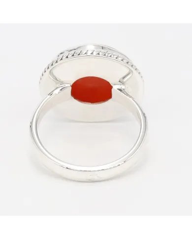 Natural Carnelian Ring in 925 Silver – Handmade Round Cabochon Jewelry
