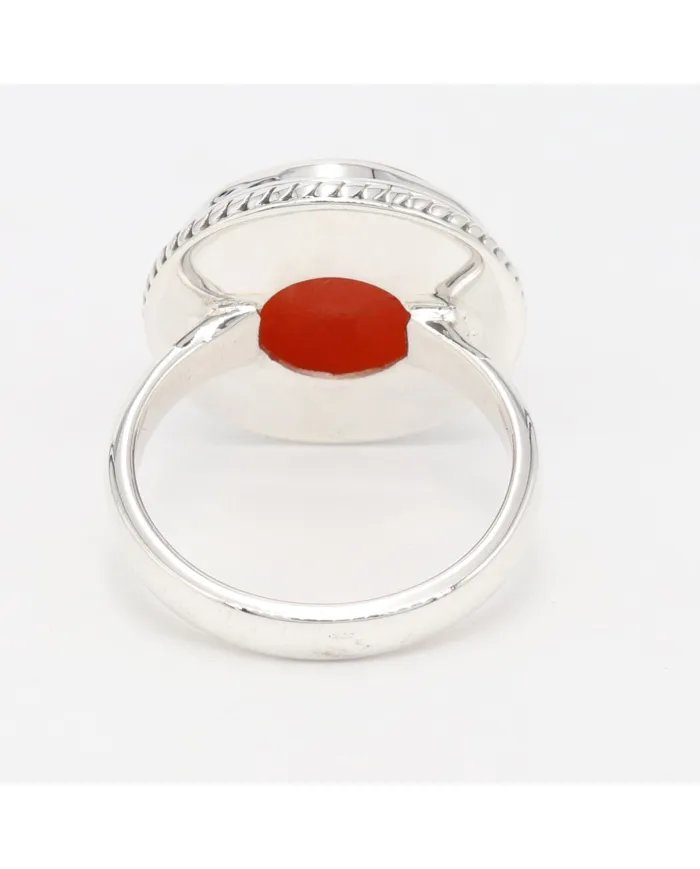 Natural Carnelian Ring in 925 Silver – Handmade Round Cabochon Jewelry