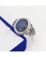 Natural Labradorite Ring - 925 Sterling Silver Handmade Boho Jewelry