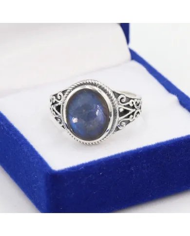 Natural Labradorite Ring - 925 Sterling Silver Handmade Boho Jewelry