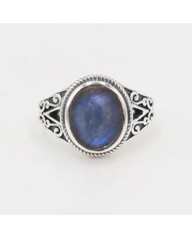 Natural Labradorite Ring - 925 Sterling Silver Handmade Boho Jewelry