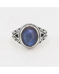 Natural Labradorite Ring - 925 Sterling Silver Handmade Boho Jewelry
