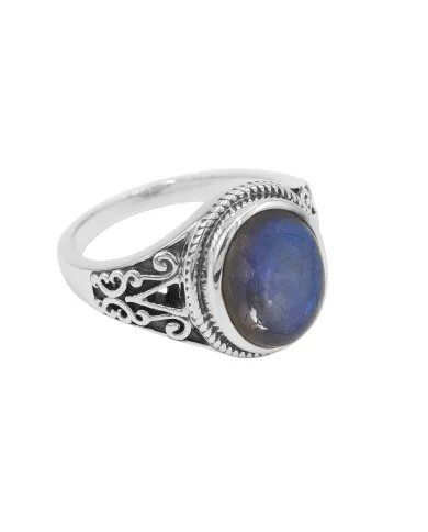Natural Labradorite Ring - 925 Sterling Silver Handmade Boho Jewelry