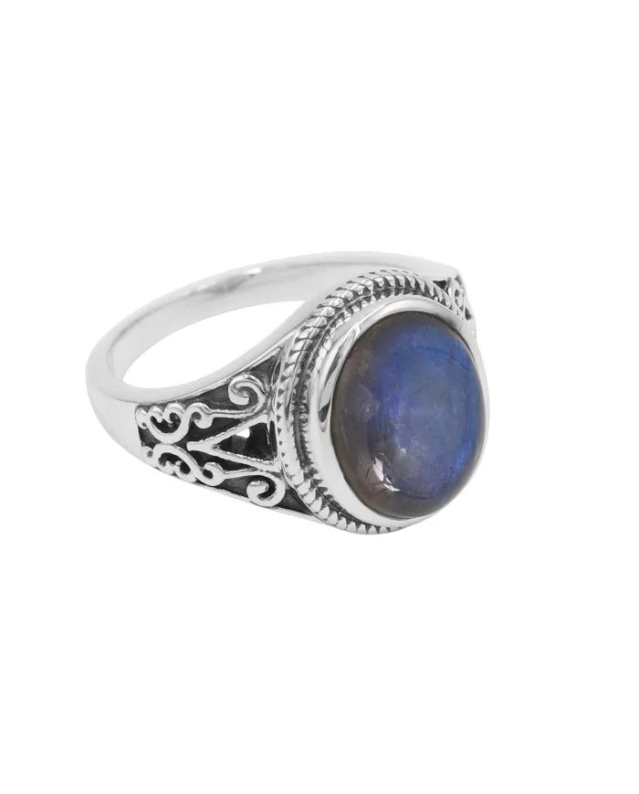 Natural Labradorite Ring - 925 Sterling Silver Handmade Boho Jewelry