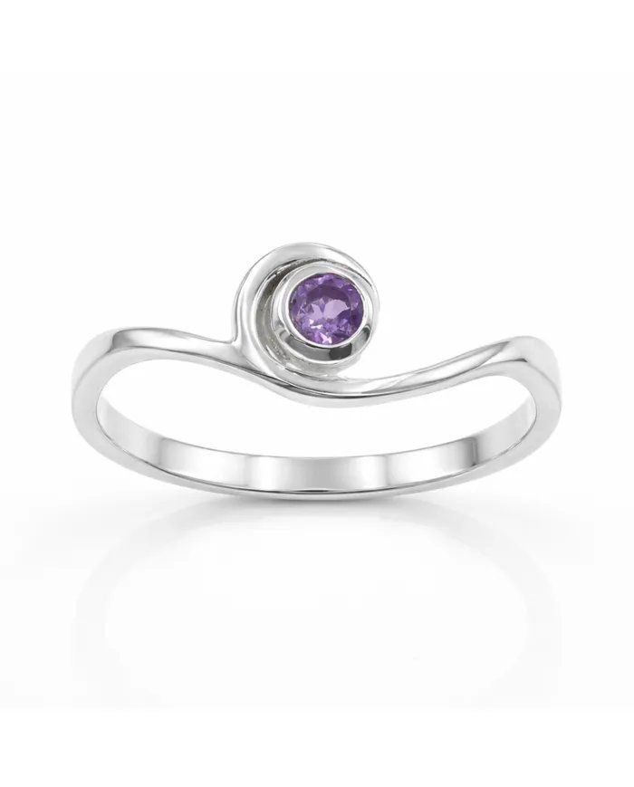 Amethyst Swirl Ring - 925 Sterling Silver Handmade Gemstone Jewelry