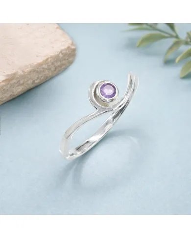 Amethyst Swirl Ring - 925 Sterling Silver Handmade Gemstone Jewelry