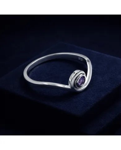 Amethyst Swirl Ring - 925 Sterling Silver Handmade Gemstone Jewelry