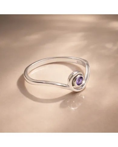 Amethyst Swirl Ring - 925 Sterling Silver Handmade Gemstone Jewelry
