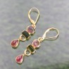 Watermelon Tourmaline Earrings, 18k Gold Earrings, Lever Back Earrings, Drop & Dangle Earrings, October Birthstone, Gift for Her