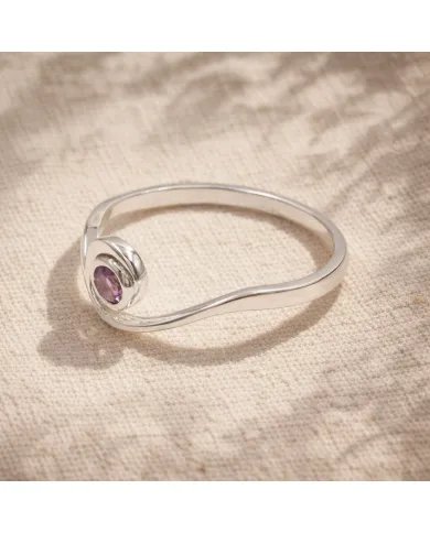 Amethyst Swirl Ring - 925 Sterling Silver Handmade Gemstone Jewelry