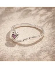 Amethyst Swirl Ring - 925 Sterling Silver Handmade Gemstone Jewelry