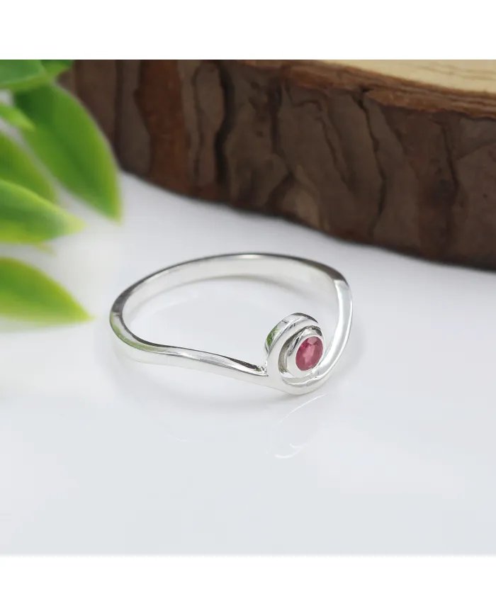 Natural Ruby Ring – 925 Sterling Silver Handmade Gemstone Swirl Jewelry