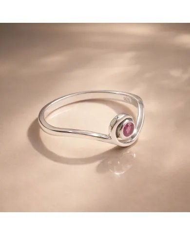 Natural Ruby Ring – 925 Sterling Silver Handmade Gemstone Swirl Jewelry