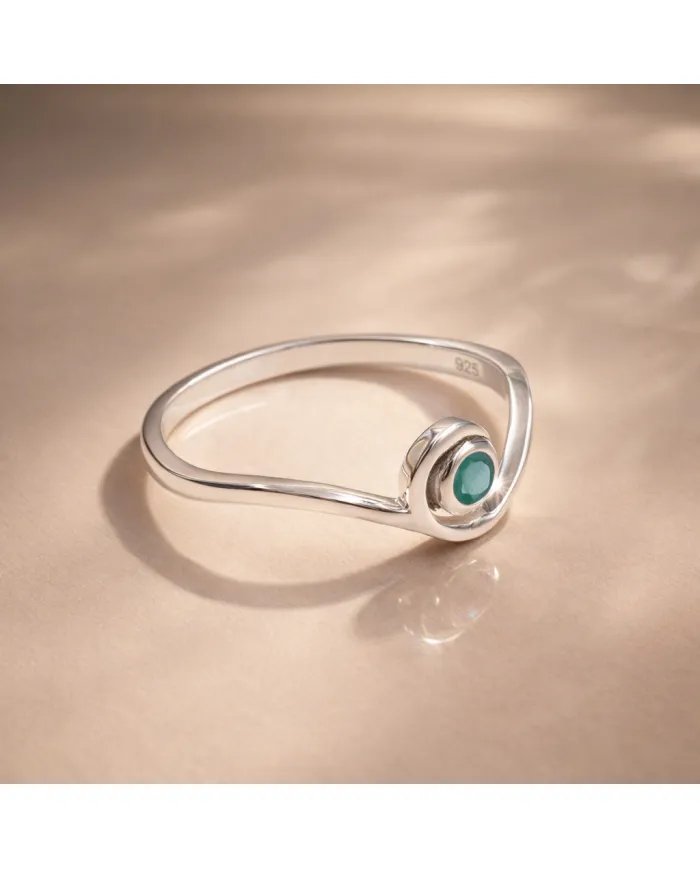 Natural Emerald Swirl Ring – 925 Sterling Silver Handmade Jewelry