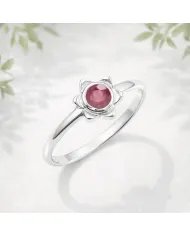Natural Ruby Ring - 925 Sterling Silver Handmade Flower Shaped Jewelry