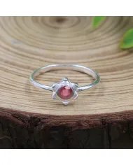 Natural Ruby Ring - 925 Sterling Silver Handmade Flower Shaped Jewelry