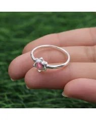 Natural Ruby Ring - 925 Sterling Silver Handmade Flower Shaped Jewelry